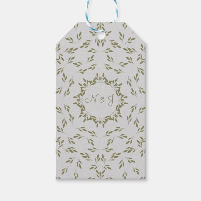 Etiqueta Para Presente Folhas Verde Oliva Aveia Natural Rústico Casamento (Frente)