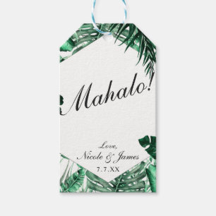 Etiqueta Para Presente Folhas Verdes de Palma Tropical Chic Casamento na 