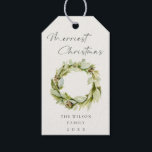Etiqueta Para Presente Foliage Green Winter Wreath Merriest Christmas<br><div class="desc">Se precisar de mais alguma personalização,  por favor,  sinta-se à vontade para me enviar uma mensagem em yellowfebstudio@gmail.com.</div>