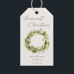 Etiqueta Para Presente Foliage Green Winter Wreath Merriest Christmas<br><div class="desc">Se precisar de mais alguma personalização,  por favor,  sinta-se à vontade para me enviar uma mensagem em yellowfebstudio@gmail.com.</div>