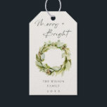 Etiqueta Para Presente Foliage Winter Wreath Feliz & Bright Christmas<br><div class="desc">Se precisar de mais alguma personalização,  por favor,  sinta-se à vontade para me enviar uma mensagem em yellowfebstudio@gmail.com.</div>