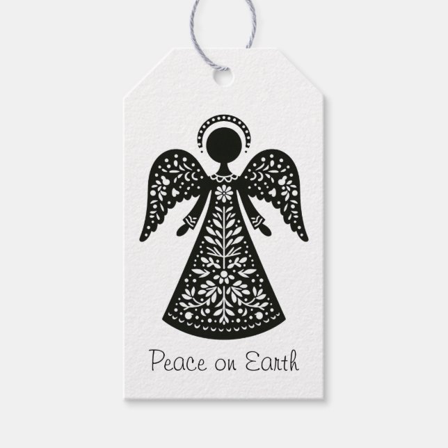 Etiqueta Para Presente Folk Art Angel (Frente)