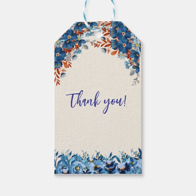 Etiqueta Para Presente Foral Azul (Frente)