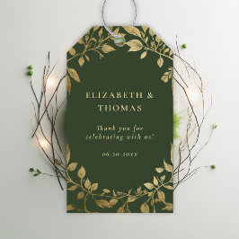 Etiqueta Para Presente Forest Foliage Botanical Elegant Gold Moss Wedding