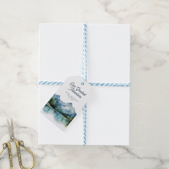 Etiqueta Para Presente Forest Mountain Rustic Adventure Baby Shower  (Com cordão)