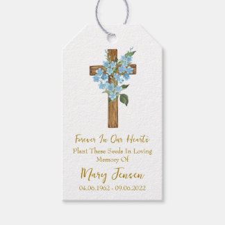 Etiqueta Para Presente Forget me not Cross Memorial Funeral Seed Packet 