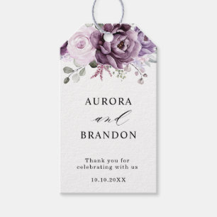 Etiqueta Para Presente Formas de Casamento Floral Moody Blooms Roxo Dusty