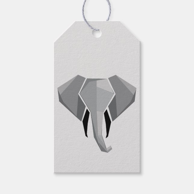 Etiqueta Para Presente Formas Simples Geométrica Cabeça de Elefante (Frente)