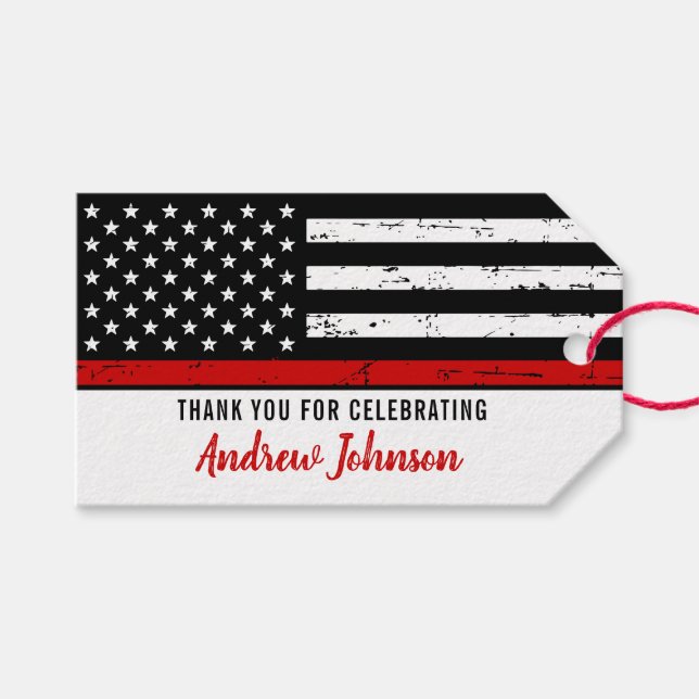 Etiqueta Para Presente Formatação do Bombeiro Thin Red Line (Frente (horizontal))