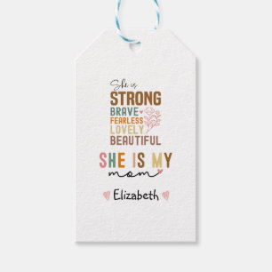 Etiqueta Para Presente Forte Dia de as mães Retro Script Groovy da Mãe