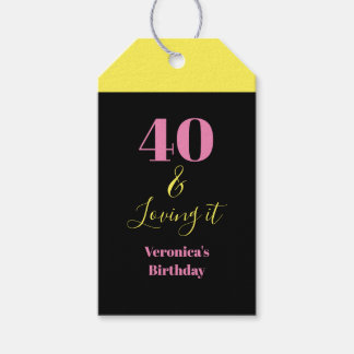 Etiqueta Para Presente Forty and Loving It 40th Birthday Yellow Black