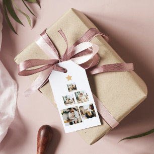 Etiqueta Para Presente Foto da Árvore de Natal da Família Moderna com E