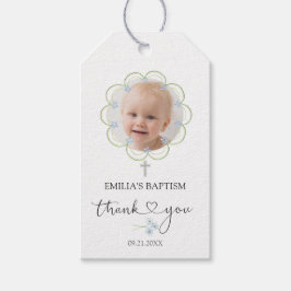 Etiqueta Para Presente Foto da Cruz Baptism Obrigado