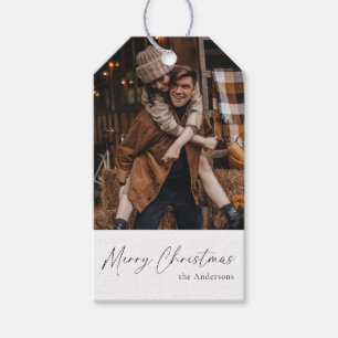 Etiqueta Para Presente Foto da família moderna Elegant Felry Christmas Sc