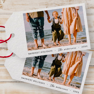 Etiqueta Para Presente Foto da família personalizada simples e minimalist