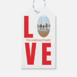 Etiqueta Para Presente Foto da família vermelha forma oval moderna simple