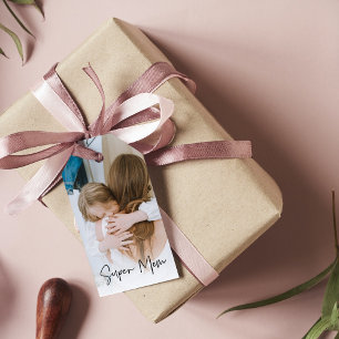 Etiqueta Para Presente Foto da mãe moderna e texto da Super mãe   Present