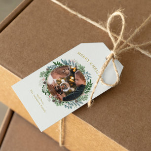 Etiqueta Para Presente Foto da Wreath de Natal