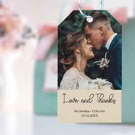Etiqueta Para Presente Foto de Amor e Agradecimento de Casamento Elegante