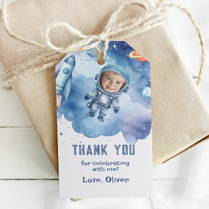 Etiqueta Para Presente Foto de aniversário do Astronauta do Espaço Exteri