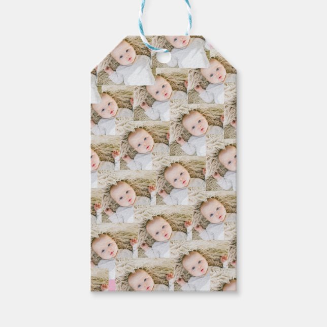 Etiqueta Para Presente Foto de aniversário personalizada rosa (Frente)