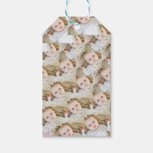 Etiqueta Para Presente Foto de aniversário personalizada rosa