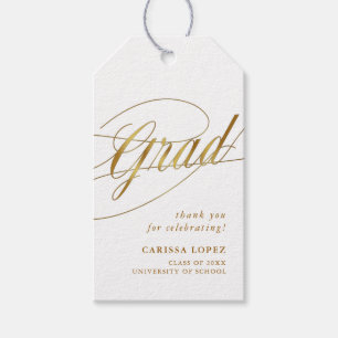 Etiqueta Para Presente Foto de Caligrafia de Formando Mínimo Branco e Dou