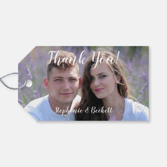 Etiqueta Para Presente Foto de Casamento Agradecimento (Verso Horizontal)