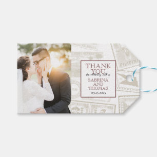 Etiqueta Para Presente Foto de Casamento Burgundy Filipinas