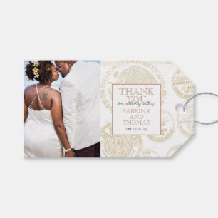 Etiqueta Para Presente Foto de Casamento Puerta Vallarta, rosa Dourada