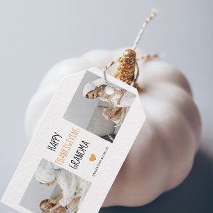 Etiqueta Para Presente Foto de Colagem Moderna Feliz Ação de Graças Vovó