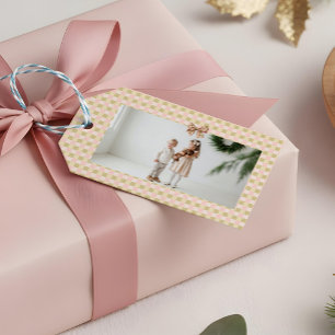 Etiqueta Para Presente Foto de Dachshund com Suéter Xadrez de Natal