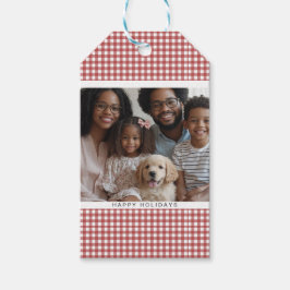 Etiqueta Para Presente Foto de Feriado Red Gingham