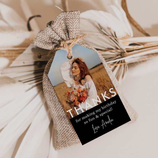 Etiqueta Para Presente Foto de festa de aniversário Obrigado (Criador carregado)