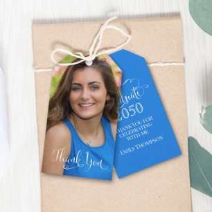 Etiqueta Para Presente Foto De Graduação Elegante Obrigado A Favor Do Azu