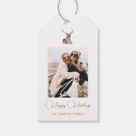 Etiqueta Para Presente Foto de Natal Festiva de inverno com cervo