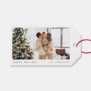 Etiqueta Para Presente Foto de Natal mínima   Foto da família moderna