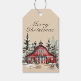Etiqueta Para Presente Foto de Natal Rustic Watercolor Country