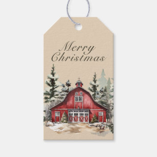 Etiqueta Para Presente Foto de Natal Rustic Watercolor Country