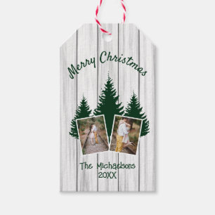 Etiqueta Para Presente Foto de Natal Rustic Woodland