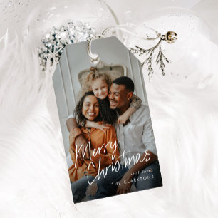 Etiqueta Para Presente Foto de Script Simples Moderno Feliz Natal
