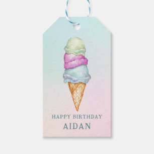 Etiqueta Para Presente Foto de Sorvete de Aniversário Divertido de Verão 