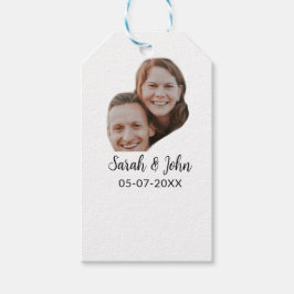 Etiqueta Para Presente Foto do casal com nome e data simples casamento