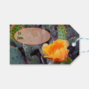 Etiqueta Para Presente Foto do Flor do Opuntia Pera Laranja