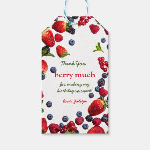 Etiqueta Para Presente Foto do Primeiro aniversário Berry