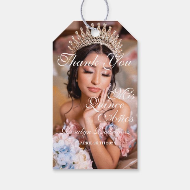 Etiqueta Para Presente Foto do roteiro Quinceanera 15 Birthday (Frente)