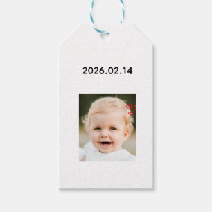 Etiqueta Para Presente Foto e Data do Primeiro Aniversário do Bebê Person
