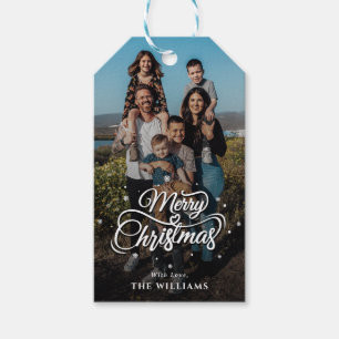 Etiqueta Para Presente Foto e nome da família Elegante   Feliz Natal