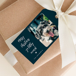 Etiqueta Para Presente Foto Engraçada de Animal de Estimação Feliz Natal 