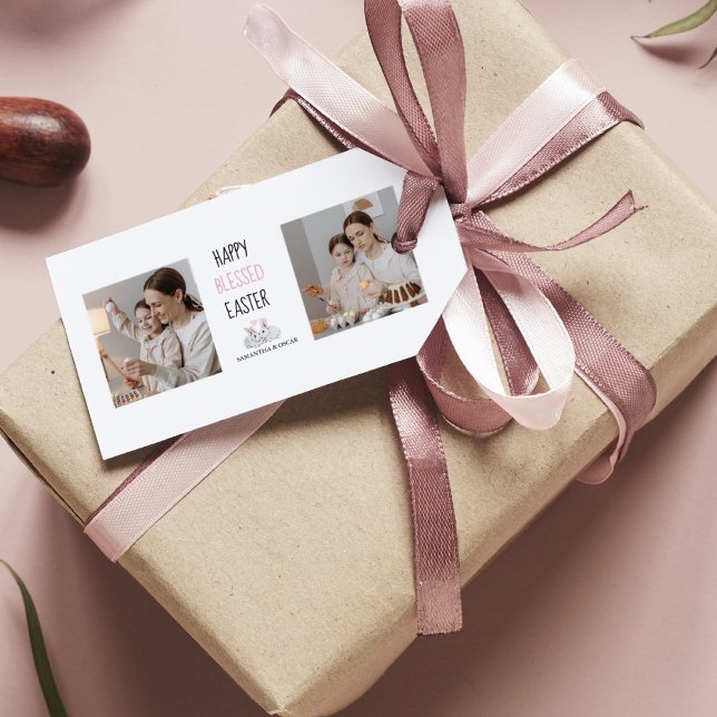 Etiqueta Para Presente Foto Moderna Dois | Feliz Páscoa | Coelho (Criador carregado)